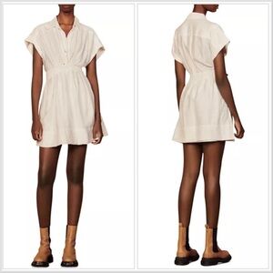 Sandro White Sigrid Twist Front Mini Shirt Dress Size 34 FR US 2